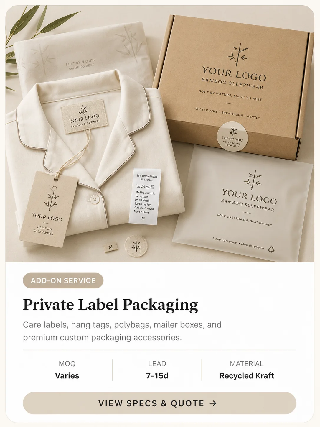 Private label packaging options for custom bamboo pajamas and Amazon FBA sellers